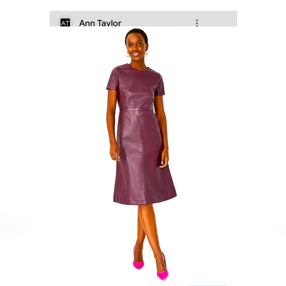 Ann Taylor faux leather burgundy/wine dress 2P